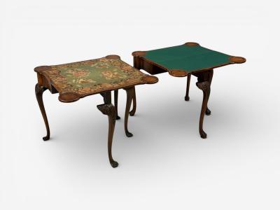 Georgian Card or Game Tables A Pair Tapestry Mahogany 18th Century