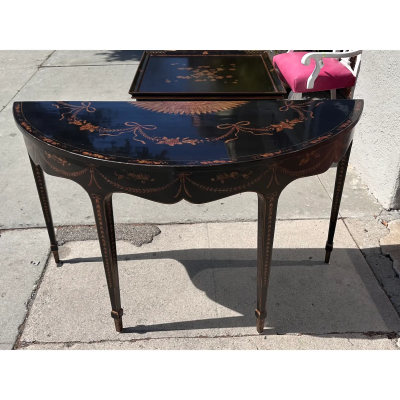 Georgian Chinoiserie Burton Ching Ltd Demilune Console Table