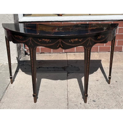 Georgian Chinoiserie Burton Ching Ltd Demilune Console Table