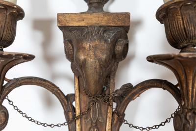Georgian Giltwood Country House Rams Head Wall Sconces