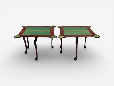 Georgian Irish Card Tables Mahogany Toolled Felt Ireland 1820s