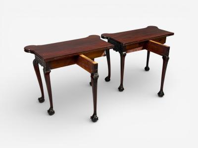 Georgian Irish Card Tables Mahogany Toolled Felt Ireland 1820s