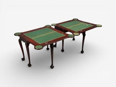 Georgian Irish Card Tables Mahogany Toolled Felt Ireland 1820s