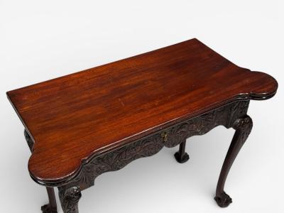 Georgian Irish Card Tables Mahogany Toolled Felt Ireland 1820s