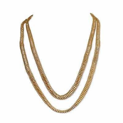 Georgian Long Chain 18K Gold Necklace