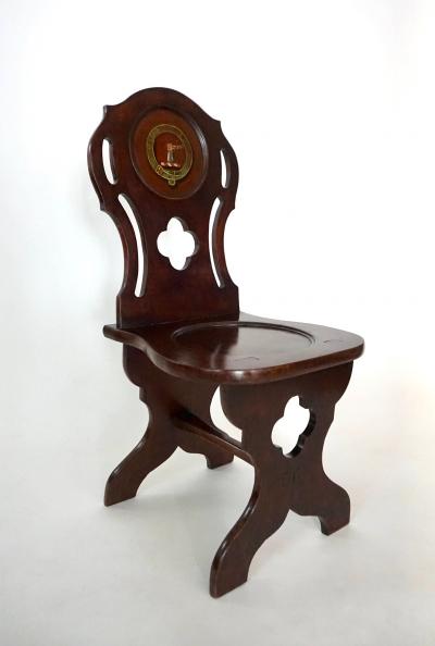 Georgian Mahogany Armorial Hall Chair of Sgabello Form