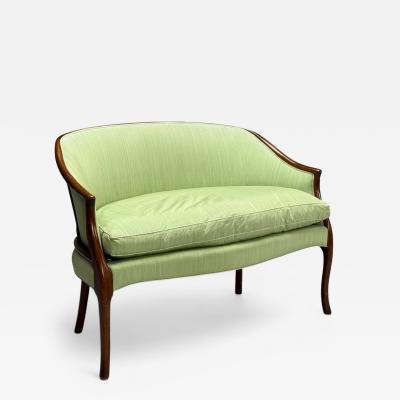 Georgian Mahogany Fabric Settee USA 1990s