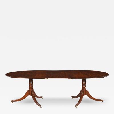 Georgian Mahogany Two Pedestal Oval End Dining Table