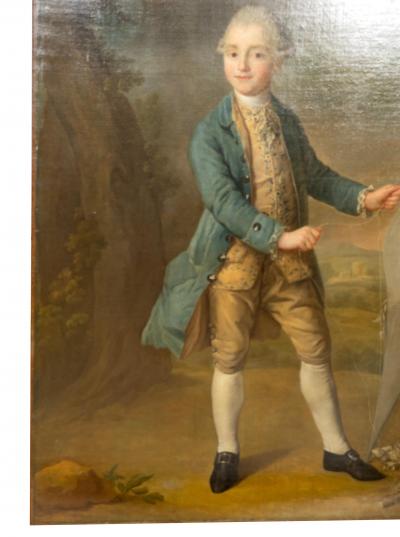 Georgian Portrait Painting Of A Boy Holding A Kite