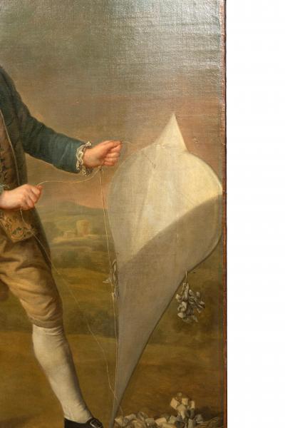 Georgian Portrait Painting Of A Boy Holding A Kite