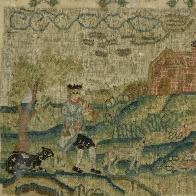 Georgian Sampler 1779 by Mary Lee Country Scene