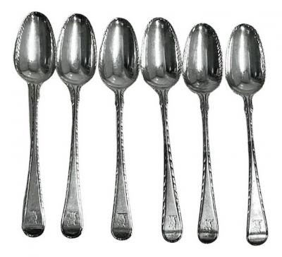 Georgian Silver Feather Edge 6 Teaspoons London C 1770 Philip Roker