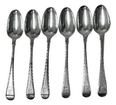 Georgian Silver Feather Edge 6 Teaspoons London C 1770 Philip Roker