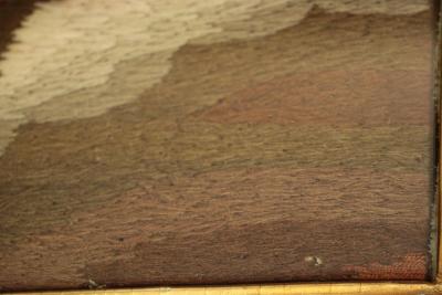 Georgian Woolwork Picture of Child Playing With Cat
