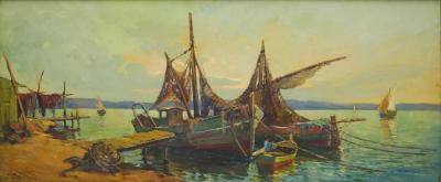 Georgy Alexandrovich Lapshin 1885 1950 Fishing Boats France 1930s