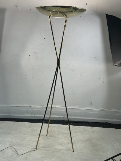 Gerald Thurston EXCEPTIONAL MID CENTURY BRASS TRIPOD TORCHIERE FLOOR LAMPS BY GERALD THURSTON