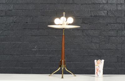 Gerald Thurston Gerald Thurston Sculpted Tripod Brass Walnut Table Lamp for Lightolier