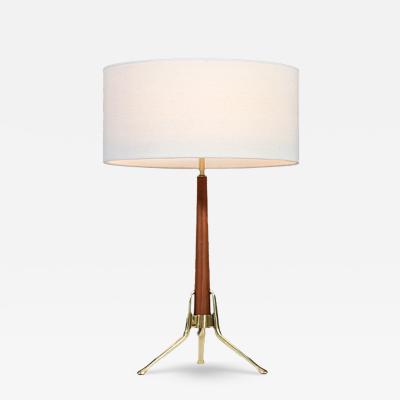 Gerald Thurston Gerald Thurston Sculpted Tripod Brass Walnut Table Lamp for Lightolier