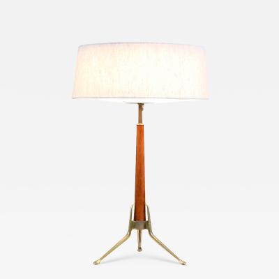 Gerald Thurston Gerald Thurston Tripod Sculpted Brass Walnut Table Lamp