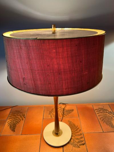 Gerald Thurston MID CENTURY BRASS AND WOOD LAMP BY GERALD THURSTON