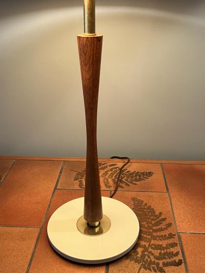 Gerald Thurston MID CENTURY BRASS AND WOOD LAMP BY GERALD THURSTON