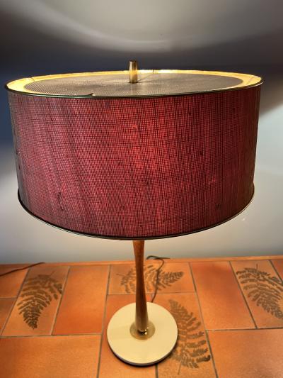 Gerald Thurston MID CENTURY BRASS AND WOOD LAMP BY GERALD THURSTON