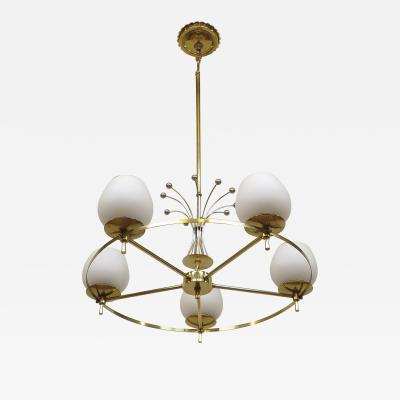 Gerald Thurston Mid Century Brass Chandelier Attributed to Gerald Thurston