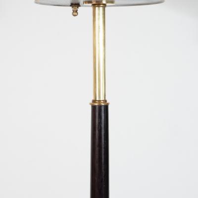 Gerald Thurston Mid Century Modern Floor Lamp in Brass Ebonized Walnut by Gerald Thurston