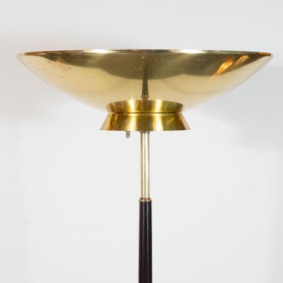 Gerald Thurston Mid Century Modern Floor Lamp in Brass Ebonized Walnut by Gerald Thurston