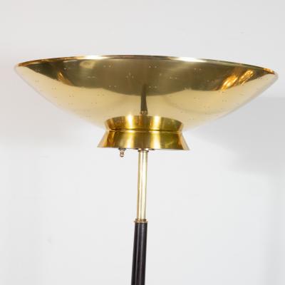 Gerald Thurston Mid Century Modern Floor Lamp in Brass Ebonized Walnut by Gerald Thurston