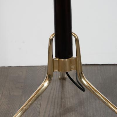 Gerald Thurston Mid Century Modern Floor Lamp in Brass Ebonized Walnut by Gerald Thurston