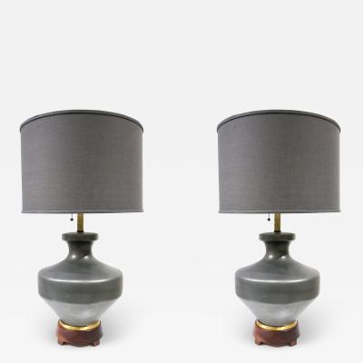 Gerald Thurston PAIR OF GUNMETAL GLAZED GERALD THURSTON LAMPS