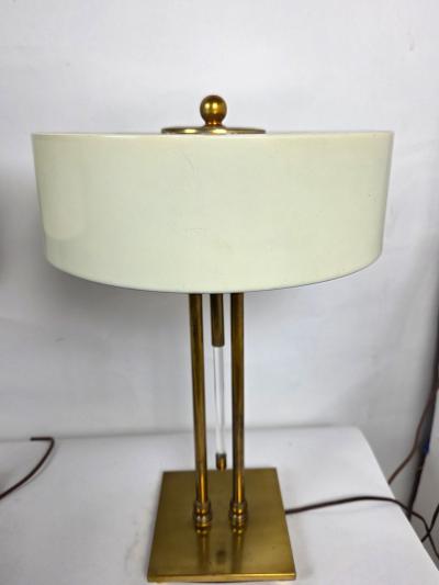 Gerald Thurston Pair Vintage Gerald Thurston for Lightolier Brass Lucite Lamps Circa 1950s