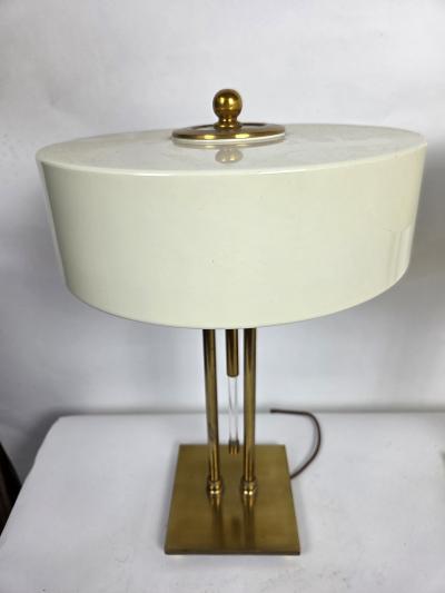 Gerald Thurston Pair Vintage Gerald Thurston for Lightolier Brass Lucite Lamps Circa 1950s
