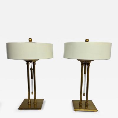 Gerald Thurston Pair Vintage Gerald Thurston for Lightolier Brass Lucite Lamps Circa 1950s