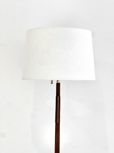 Gerald Thurston RARE WALNUT AND BRASS INLAY FLOOR LAMP