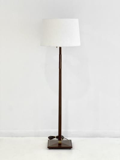 Gerald Thurston RARE WALNUT AND BRASS INLAY FLOOR LAMP