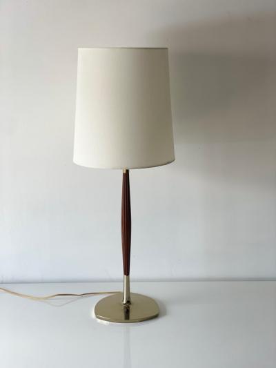 Gerald Thurston Vintage Modern Lamp in Walnut and Brass