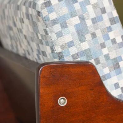 Geraldo de Barros Brazilian Modern Pair of Armchairs in Wood Fabric Geraldo de Barros 1970s