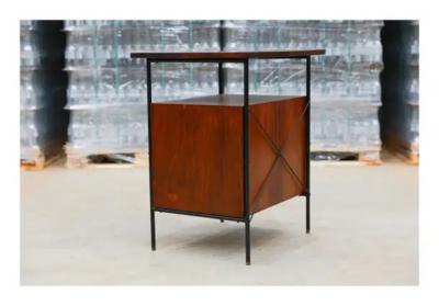 Geraldo de Barros Brazilian Modern Side Table in Metal Hardwood Formica Geraldo de Barros 1950