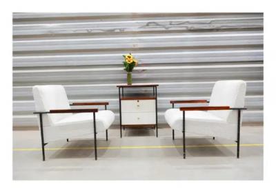 Geraldo de Barros Brazilian Modern Side Table in Metal Hardwood Formica Geraldo de Barros 1950