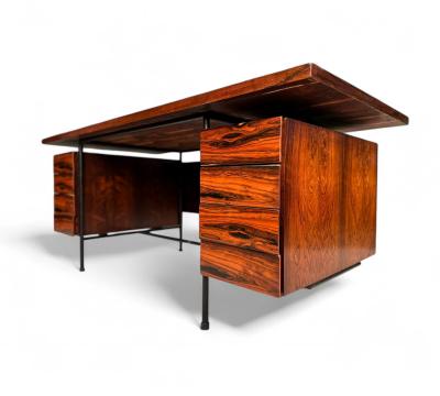 Geraldo de Barros Desk with 6 drawers in Rosewood Iron Geraldo de Barros 1950s Lot 460A