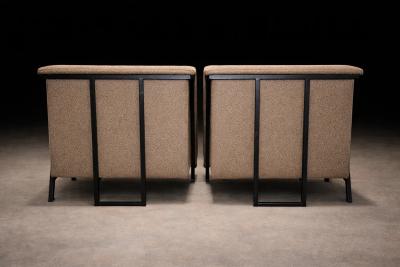 Geraldo de Barros Geraldo de Barros Pair of Armchairs in Blackened Steel Taupe Mushroom Wool