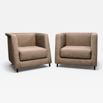 Geraldo de Barros Geraldo de Barros Pair of Armchairs in Blackened Steel Taupe Mushroom Wool