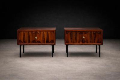 Geraldo de Barros Geraldo de Barros for Unilabor Pair of Rosewood Nightstands Brazil 1950s