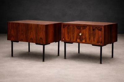 Geraldo de Barros Geraldo de Barros for Unilabor Pair of Rosewood Nightstands Brazil 1950s