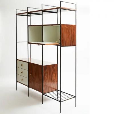 Geraldo de Barros Mid Century Modern Bookshelf in Hardwood Brass Steel Geraldo de Barros Brazil