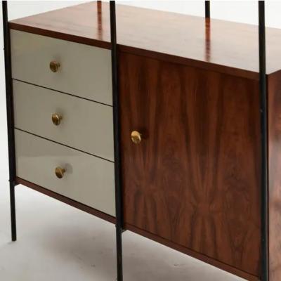 Geraldo de Barros Mid Century Modern Bookshelf in Hardwood Brass Steel Geraldo de Barros Brazil