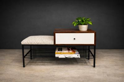Geraldo de Barros Phone Bench in Rosewood Fabric Metal Geraldo de Barros 1950s