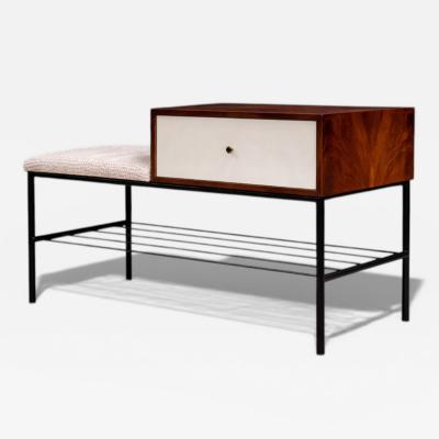 Geraldo de Barros Phone Bench in Rosewood Fabric Metal Geraldo de Barros 1950s